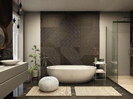 Inspiración de baños modernos de estilo japandi